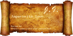 Jagerovits Ivor névjegykártya